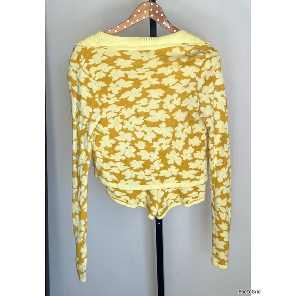 Anthropologie Maeve Yellow Three Piece Short Tank Cardigan Set XXS - Picture 3 of 3